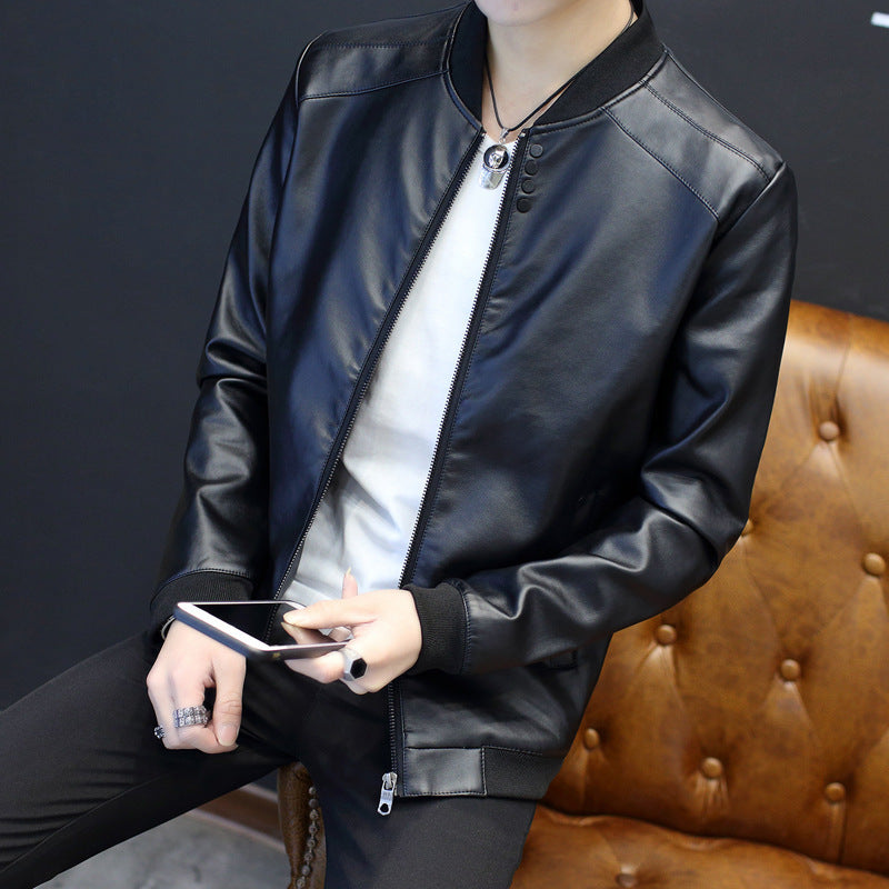 Men's Baseball Collar Fall Slim Fit Multi-Color Coat Men's Pu Jacket