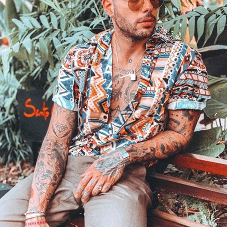 Men's Short Sleeve Hawaiian Casual Vacation Style Printed Top