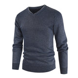 Fall Winter Men V-neck Fleece-Lined Pullover Sweater Large Size Fashion Casual Bottoming Shirt Men Pullover Sweaters
