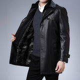 Men's Leather Coat Business Casual Lapel Men's Leather Coat Men Pu Jakcet