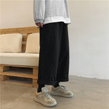 Men Pants Straight Ankle-Length Thin Draping Wide Leg
