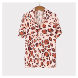 Men's Leopard Print Short Sleeve Printed Shirt Casual Beach Vacation Style Top