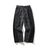 Printed Jeans Men's plus Size Retro Sports Trousers Straight Pants Men's Clothing Men Denim Pants