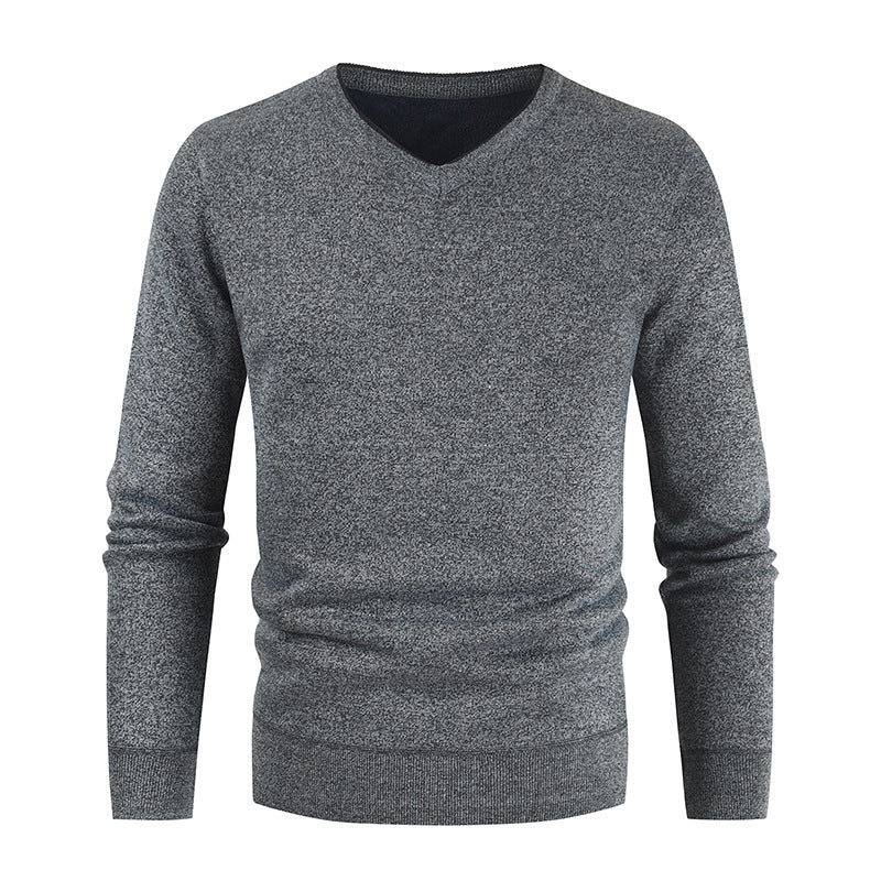 Fall Winter Men V-neck Fleece-Lined Pullover Sweater Large Size Fashion Casual Bottoming Shirt Men Pullover Sweaters