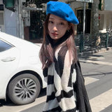 Beret Hat Pure Color Wool Women's Autumn and Winter Painter Cap Retro