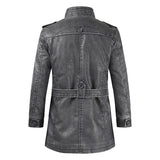 Urban Leather Jacket Autumn and Winter Vintage Men's Stand Collar Fleece-Lined Thickened Leather Jacket Coat