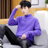 Winter Men's Half-High Collar Loose Pullover Knitwear Fashion Casual Bottoming Shirt Men Pullover Sweaters