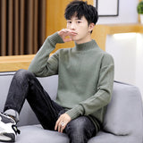 Winter Men's Half-High Collar Loose Pullover Knitwear Fashion Casual Bottoming Shirt Men Pullover Sweaters