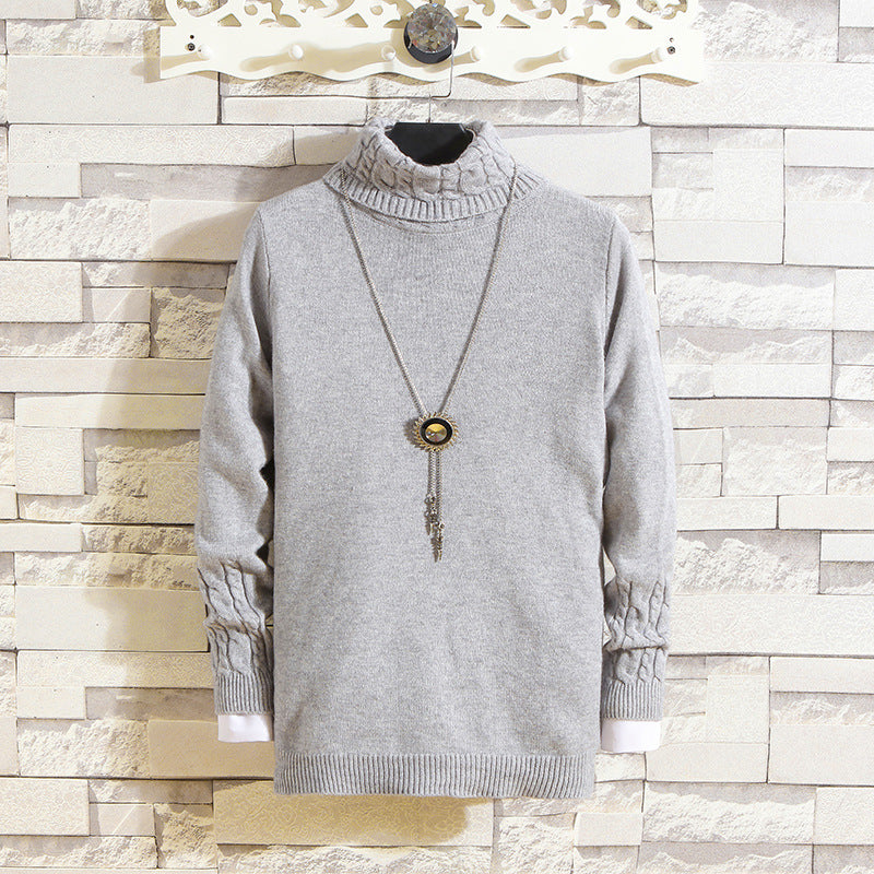 Winter Men's Solid Color Turtleneck Slim-Fit Jumper Knitwear Fashion Casual Bottoming Shirt Men Pullover Sweaters
