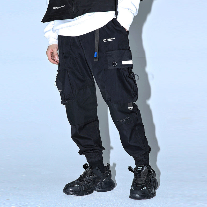 Ankle Banded Pants Men's plus Size Retro Sports Multi-Pocket Cargo Pants Street Trendy Casual Pants Men Pants