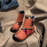 Coachella Cowboy Boots Autumn and Winter Stitching Floral Retro Fashionable Chunky Heel Plus Size Martin Boots