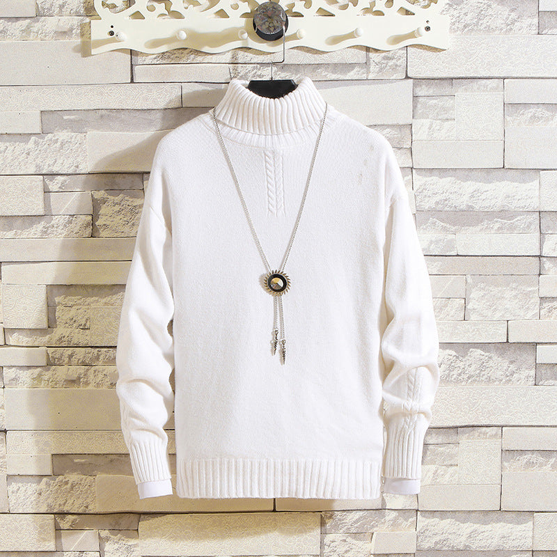 Winter Men's Solid Color Slim Fit Turtleneck Pullover Knitwear Fashion Trend Casual Bottoming Shirt Men Pullover Sweaters