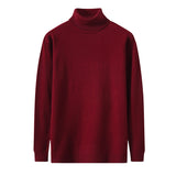 Winter Men's Turtleneck Solid Color Slim-Fit Jumper Knitwear Large Size Fashion Casual Bottoming Shirt Men Pullover Sweaters