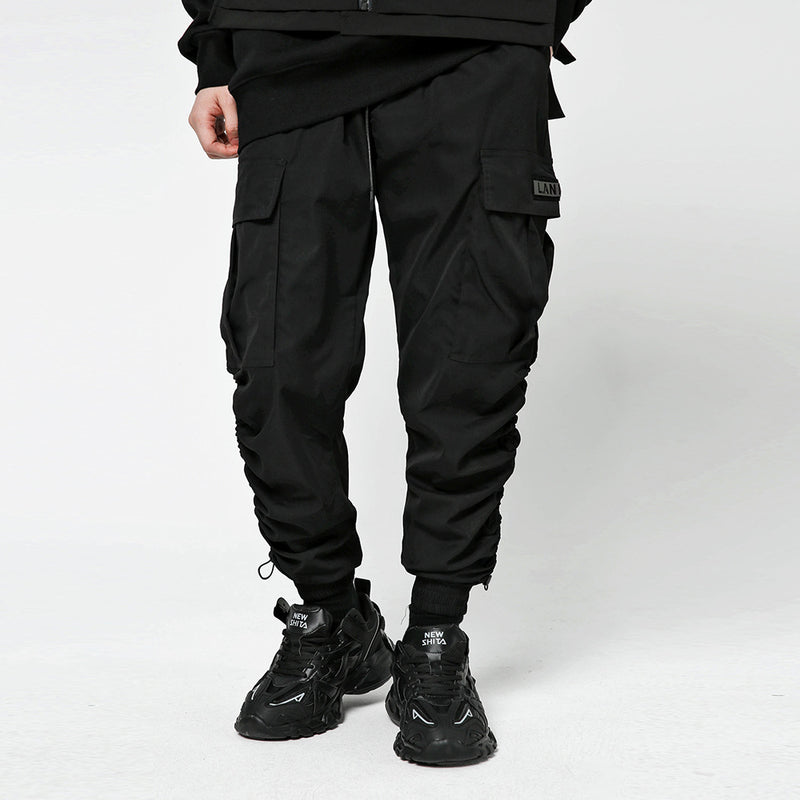 Ankle Banded Pants Men's Large Size Retro Sports Multi-Pocket Cargo Pants Trendy Elastic Waist Skinny Pants Men Pants