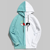 Split Hoodie Demons and Angels Hooded Color Block Sweatshirt