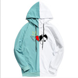 Split Hoodie Demons and Angels Hooded Color Block Sweatshirt