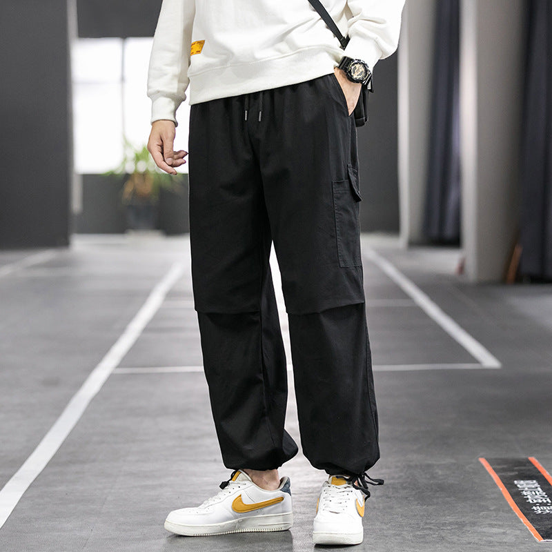 Men's Autumn Basketball Large Size Drawstring Large Size Retro Sports Workwear Ankle-Length Pants Men Cargo Pant