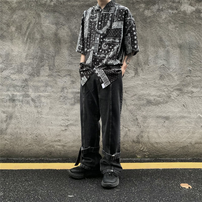 Solid Color Jeans Men's plus Size Retro Sports Trousers Straight Pants Street Trendy Casual Pants Men Denim Pants