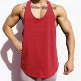 Fitness Mens Sleeveless T-shirt Gym Training Tank Tops & Stringer Vests Cotton Leisure Outdoor Men's Clothing Sportswear Solid Color Vest plus Size Loose