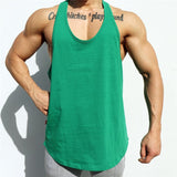 Fitness Mens Sleeveless T-shirt Gym Training Tank Tops & Stringer Vests Cotton Leisure Outdoor Men's Clothing Sportswear Solid Color Vest plus Size Loose