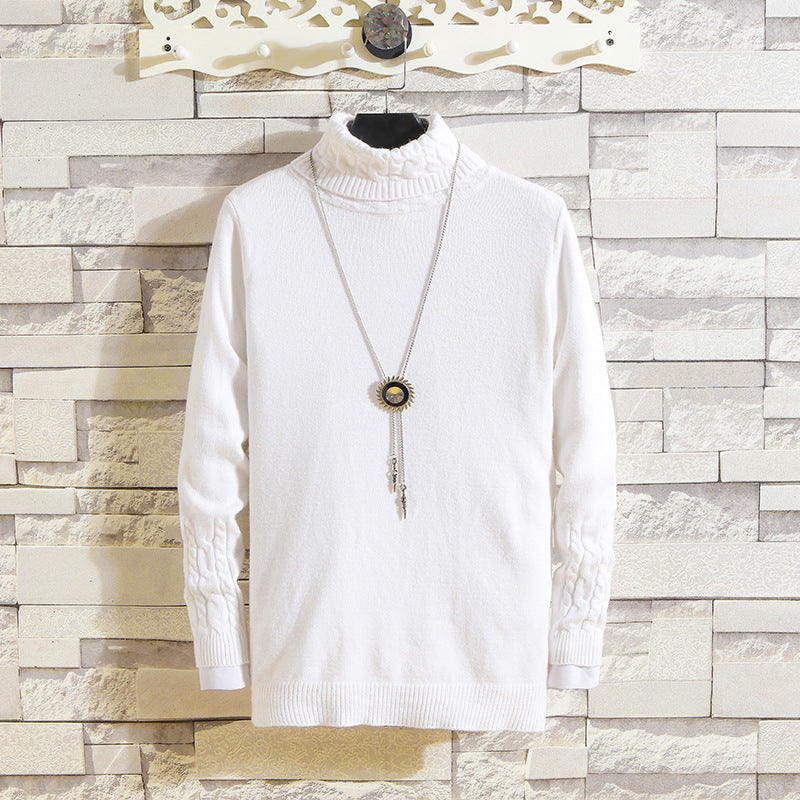 Winter Men's Solid Color Turtleneck Slim-Fit Jumper Knitwear Fashion Casual Bottoming Shirt Men Pullover Sweaters