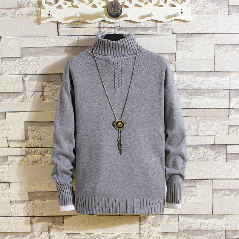 Winter Men's Solid Color Slim Fit Turtleneck Pullover Knitwear Fashion Trend Casual Bottoming Shirt Men Pullover Sweaters