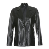 Urban Leather Jacket Women's Leather PU Suit Pocket Loose Small Coat