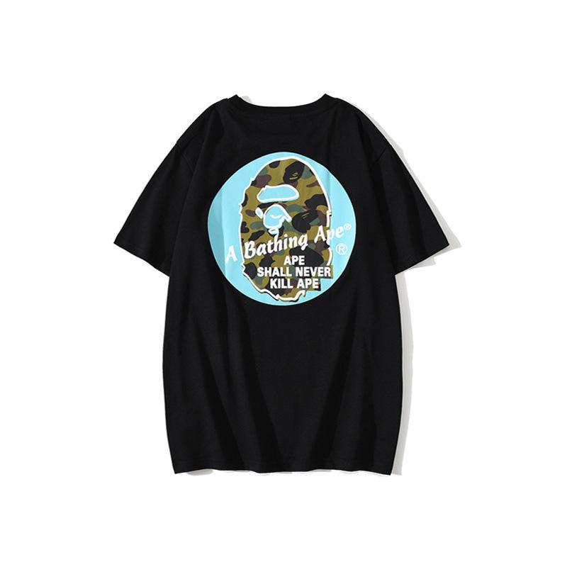 A Ape Print T Shirt Back Printing Men and Women Fashion Short Sleeve Top