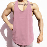 Fitness Mens Sleeveless T-shirt Gym Training Tank Tops & Stringer Vests Cotton Leisure Outdoor Men's Clothing Sportswear Solid Color Vest plus Size Loose