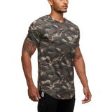 Slim Fit Muscle Gym Men T Shirt Men Rugged Style Workout Tee Tops Fashion Men T-shirt Fitness Men's Sportswear Outdoor Casual Men's Clothing