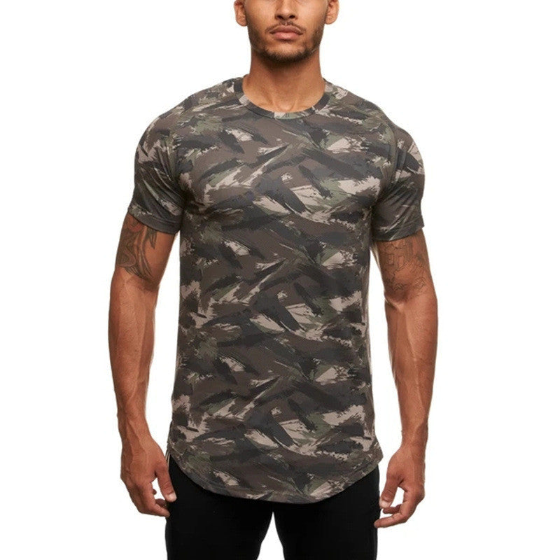 Slim Fit Muscle Gym Men T Shirt Men Rugged Style Workout Tee Tops Fashion Men T-shirt Fitness Men's Sportswear Outdoor Casual Men's Clothing