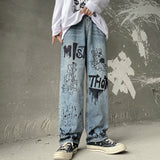 Anime Print Jeans Denim Pants Autumn Vintage Printed Loose Wofor men Casual Pants