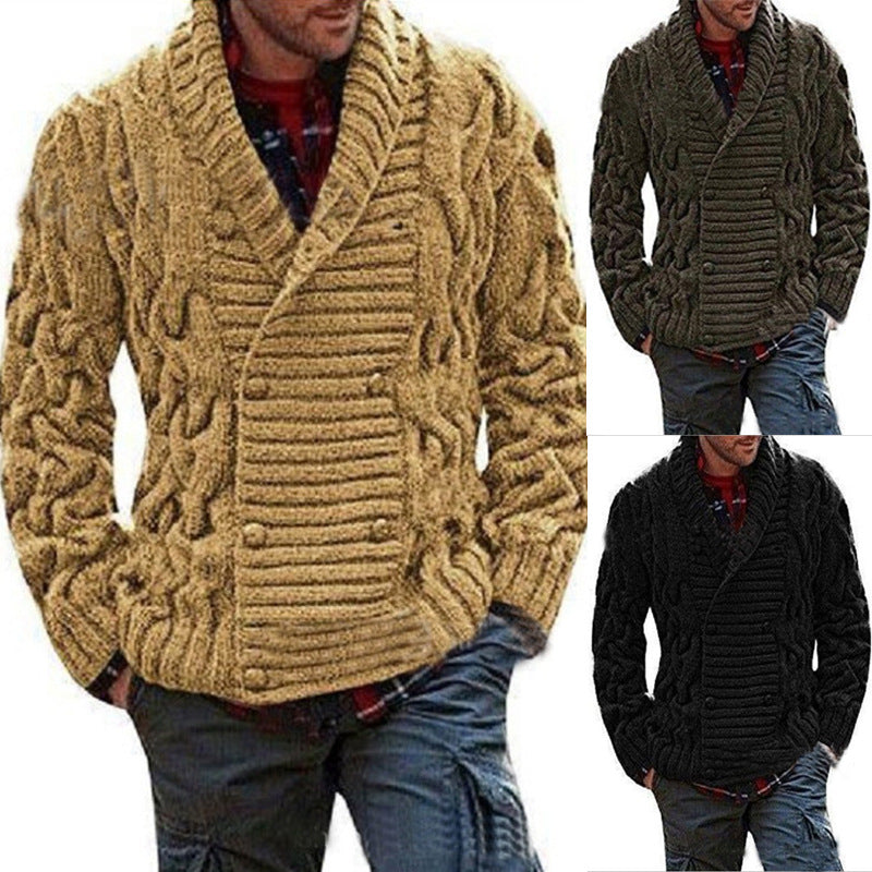 mens chunky knit Men Sweats European and American Men's Knitted Cardigan Sweater
