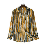 Men's Autumn Contrast Color Striped Cotton and Linen Ribbon Breathable Long Sleeves Shirt Men Winter Outfit