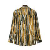Men's Autumn Contrast Color Striped Cotton and Linen Ribbon Breathable Long Sleeves Shirt Men Winter Outfit