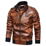 Casual Men's PU Leather Autumn Standing Collar plus Size Leather Coat Men's Men's Pu Jacket