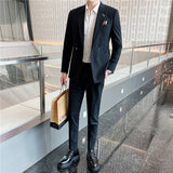 Mens Graduation Outfits Casual Suit Two-Piece Suit Men's plus Size Wedding Casual Best Man Slim Fit Business Suit Suit