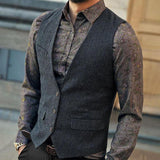 Tuxedo Vests Men Suit Vest V-neck Single-Breasted Suit Vest Men's Casual
