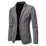 Men's Fall plus Size Suit Jacket Casual Fashion Striped Two-Button Single Western Top Men Coat Men Winter Outfit