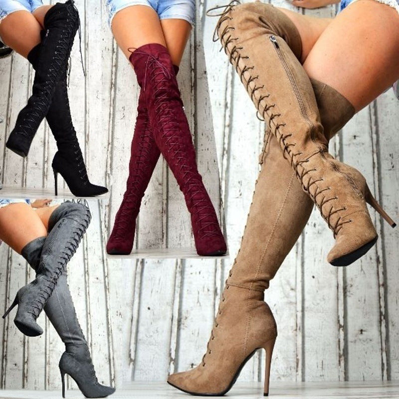 Coachella Festival Boots Autumn and Winter Sexy Stiletto Heel Pointed-Toe Boots