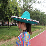 Sombreros Hat Pointed Hat Nationality-Featured Cap Wheat-Straw Hat Multi-Color Mexican Straw Hat