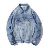 Arrow Denim Jacket Jean Coat Ow Graffiti Rendering Arrow Distressed Locomotive Men And Women Denim Jacket Coat Owt
