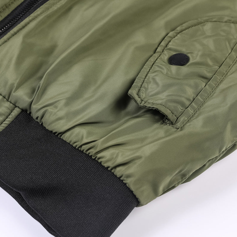 Men's Jacket Casual Solid Color Stand Collar Flight Jacket plus Size Loose Men Bomber Jacket