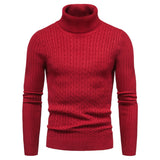 Men's Foreign Trade Men's Turtleneck Slim Fit Solid Color Pullover Sweater Knitwear Large Size Fashion Casual Bottoming Shirt Men Pullover Sweaters