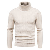 Men's Foreign Trade Men's Turtleneck Slim Fit Solid Color Pullover Sweater Knitwear Large Size Fashion Casual Bottoming Shirt Men Pullover Sweaters