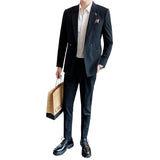 Mens Graduation Outfits Casual Suit Two-Piece Suit Men's plus Size Wedding Casual Best Man Slim Fit Business Suit Suit