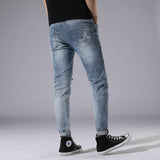 Men Distressed Jeans Man Ripped Jean Destructed Denim Pants Man Patchwork Jeans Stretch Slim Fit Skinny Jeans Fashion