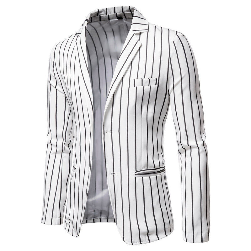 Men's Fall plus Size Suit Jacket Fashion Striped Two-Button Single Western Jacket Men Coat Men Winter Outfit