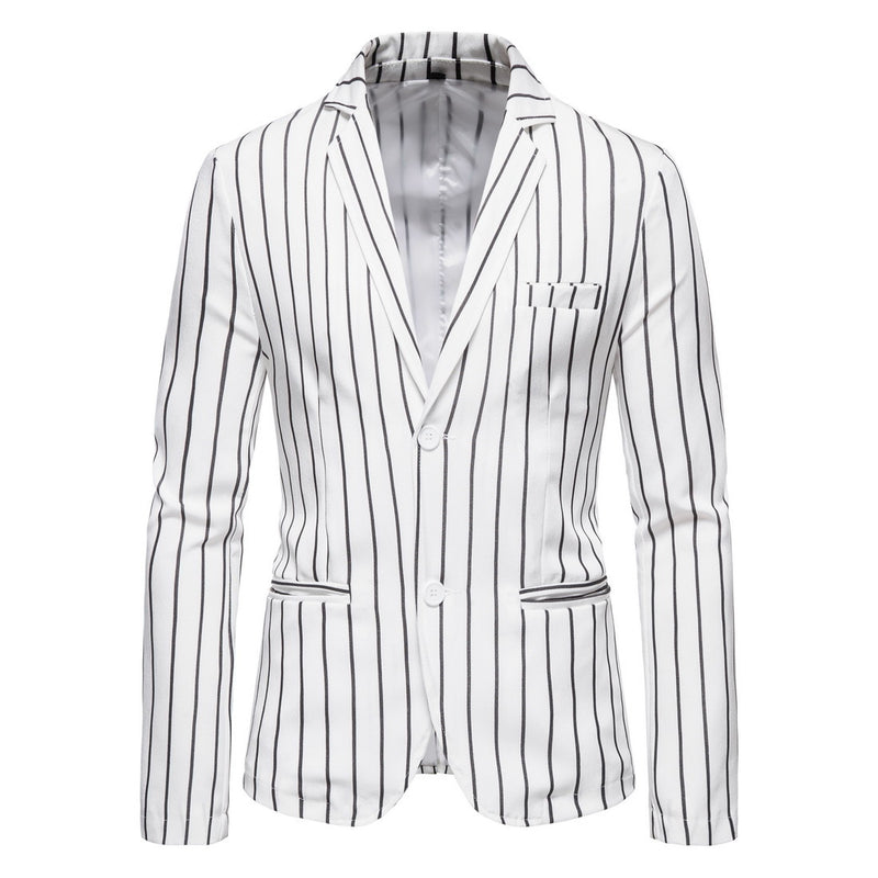 Men's Fall plus Size Suit Jacket Fashion Striped Two-Button Single Western Jacket Men Coat Men Winter Outfit