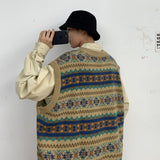 Men Fair Isle Sweater Cottagecore Outfits Autumn Men's Sweater Sleeveless Vest Sweater Trendy Retro Loose